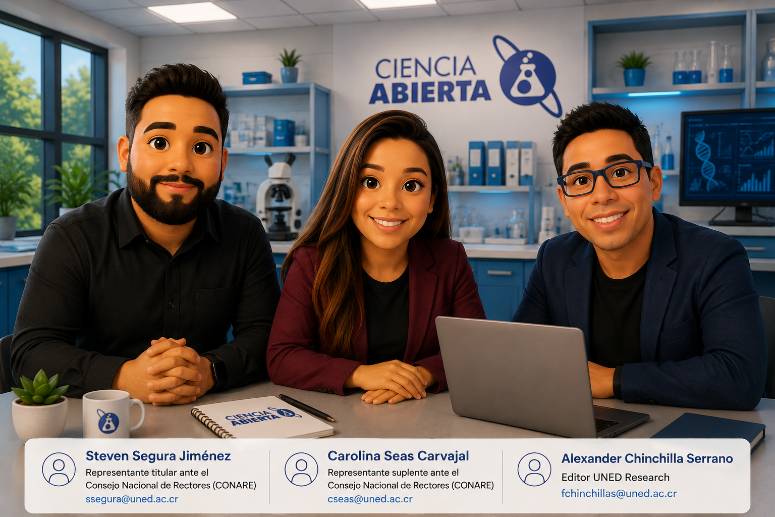 Equipo de la Unidad de Ciencia Abierta: Steven Segura Jiménez, Carolina Seas Carvajal y Alexander Chinchilla Serrano